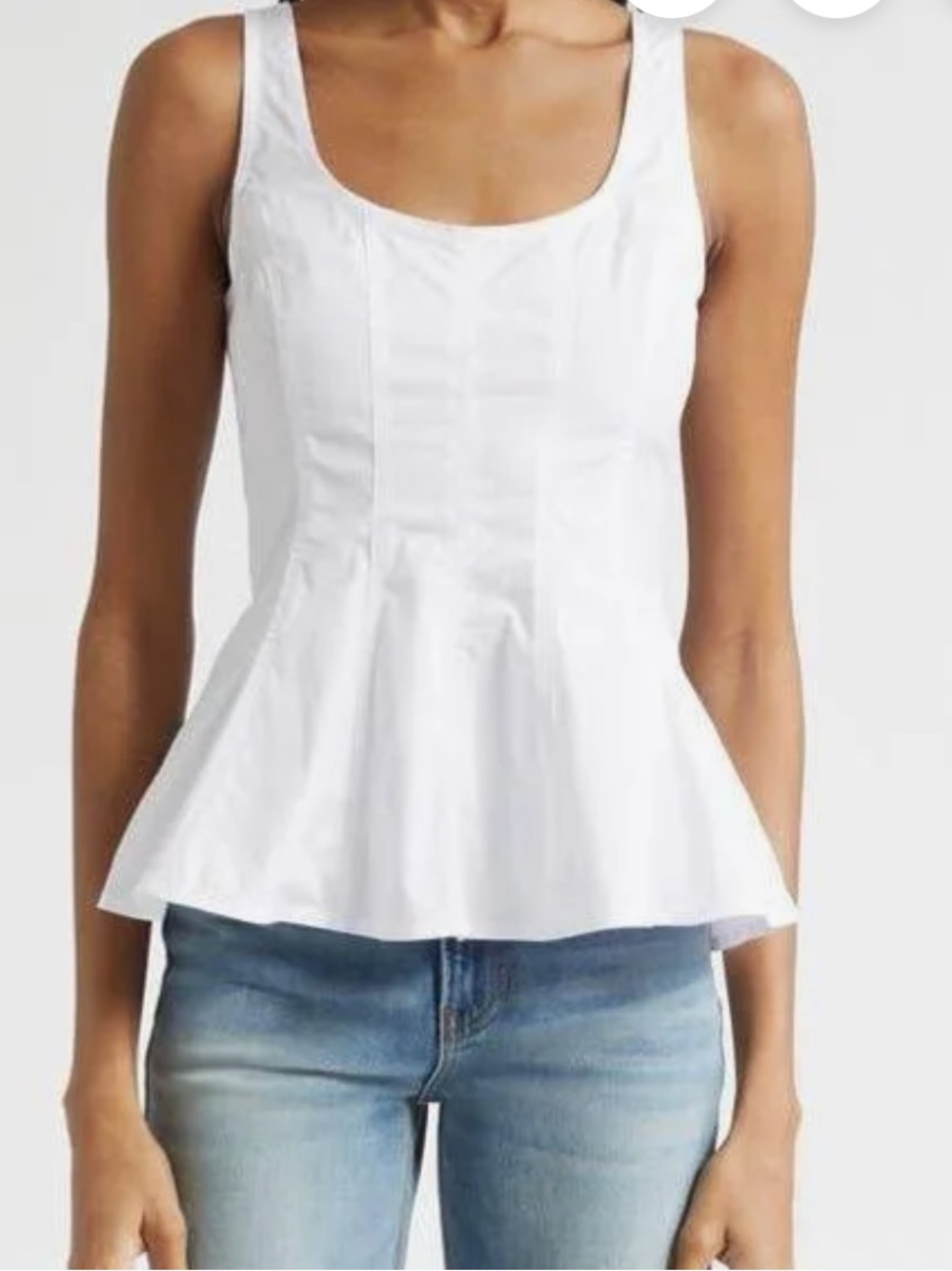 Veronica Beard NWT Charle Top White Peplum Tank Size 6